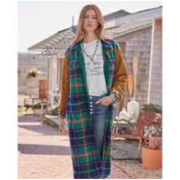 Sundance Jackets & Blazers - Rare Sundance Hampshire Plaid Long Shacket Jacket Quilted Tan Sleeves Size S